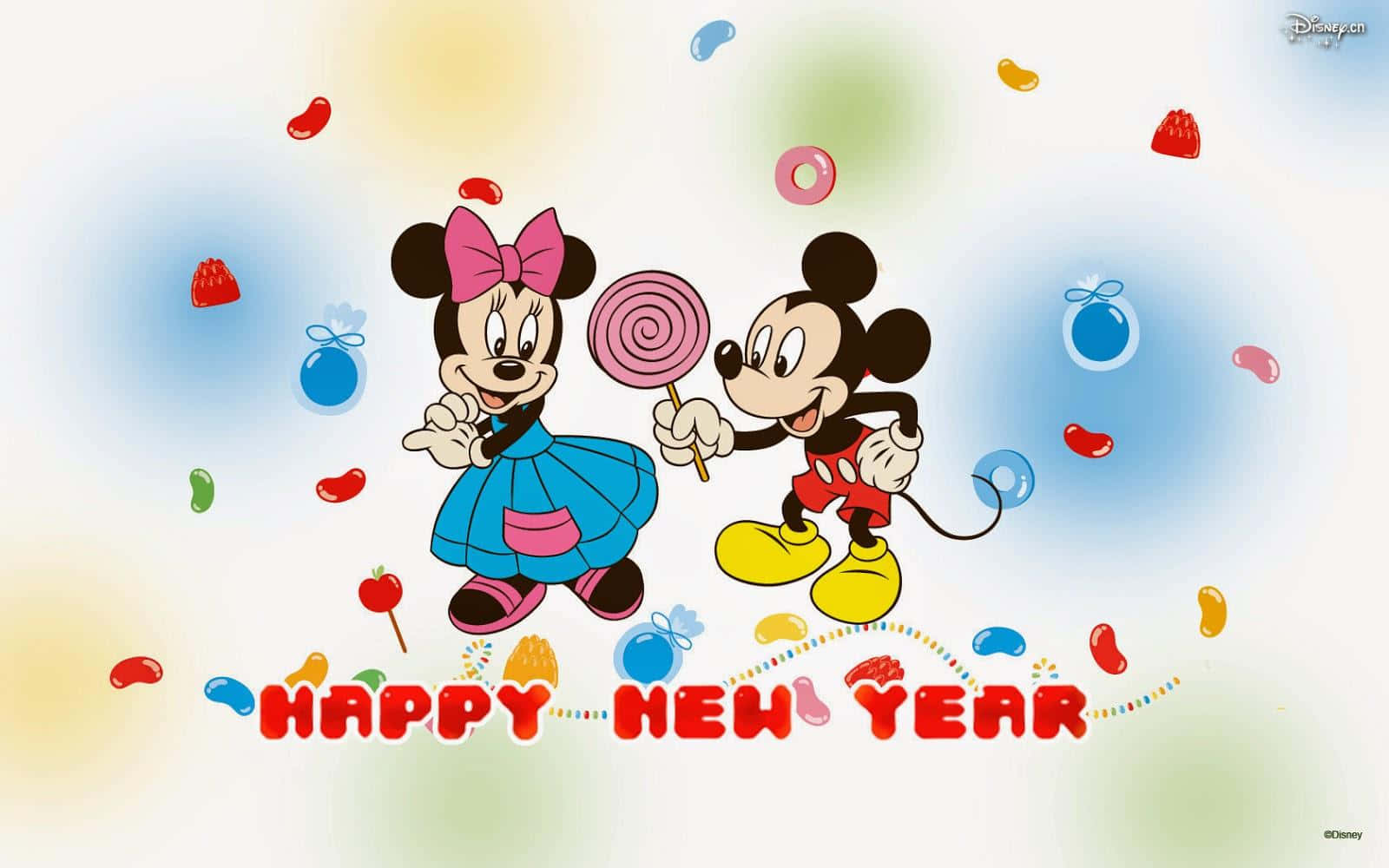 "Happy New Year from Mickey Mouse!" Wallpaper