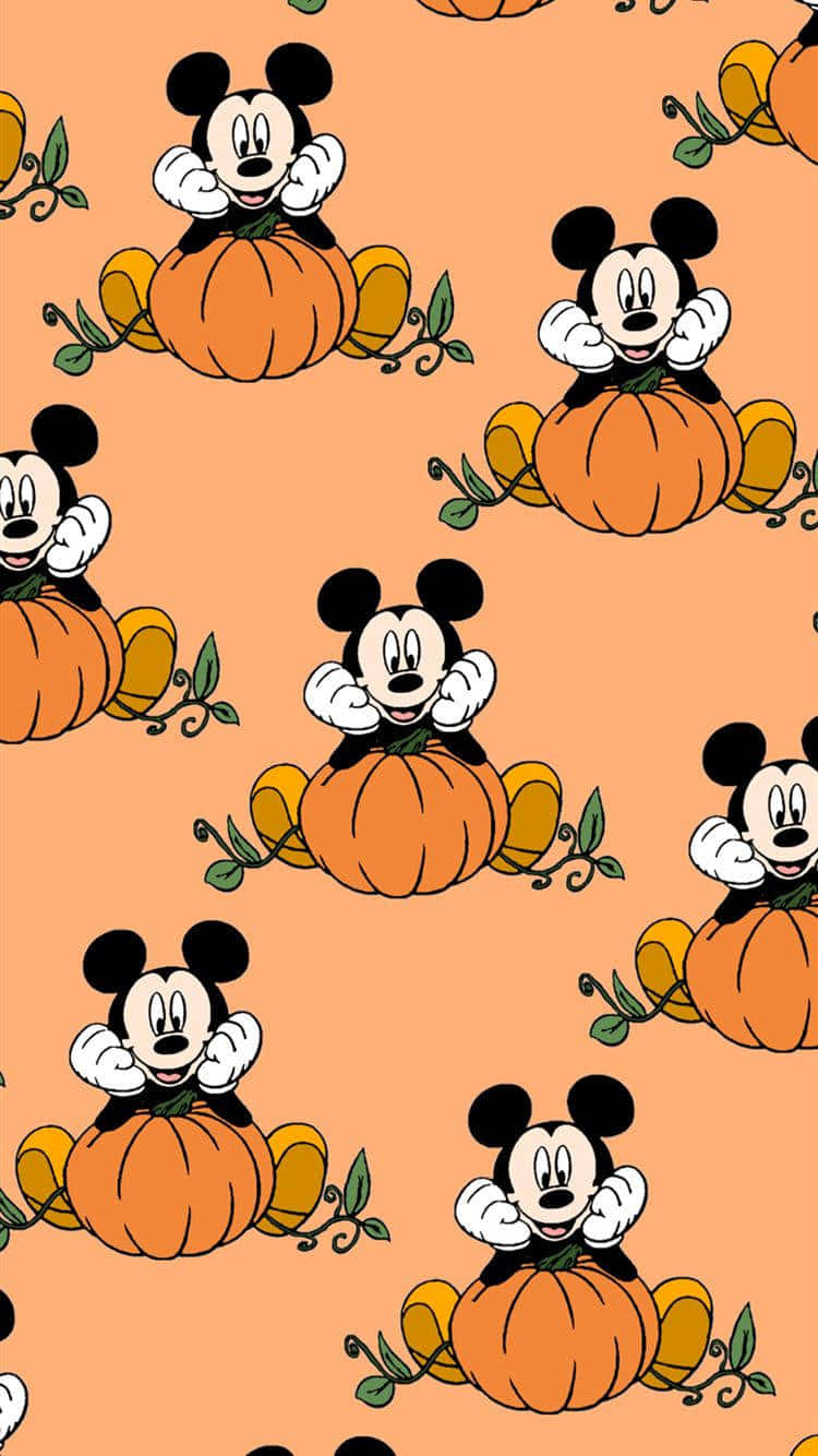 Mickey Mouse Pumpkin Pattern Wallpaper Wallpaper