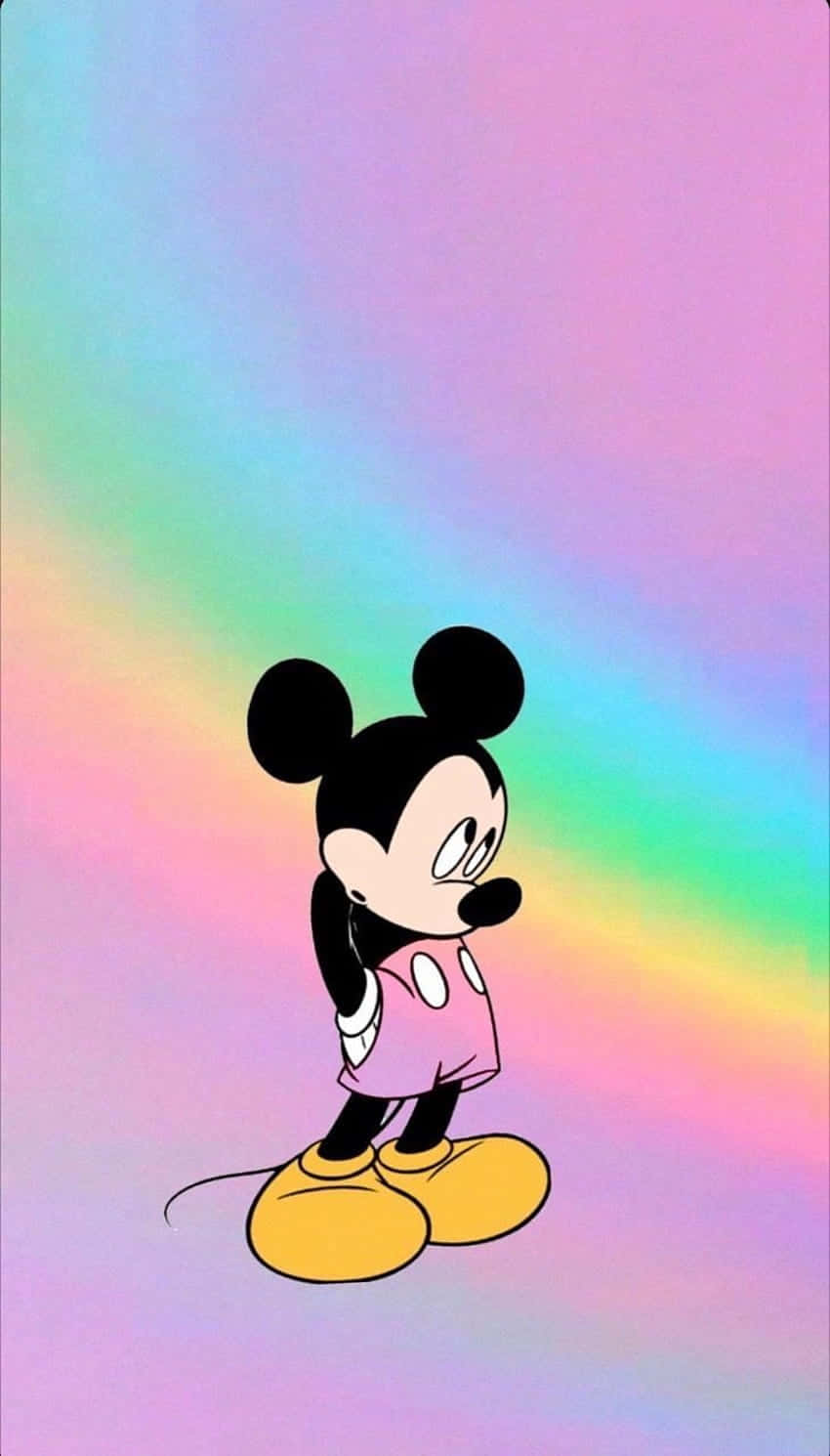 Mickey Mouse Rainbow Backdrop Wallpaper