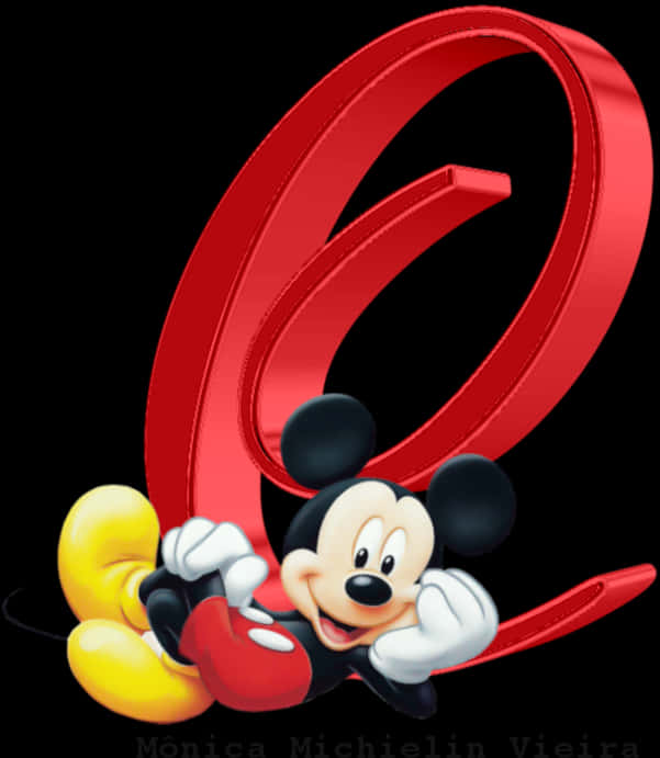 Mickey Mouse Red Number6 PNG