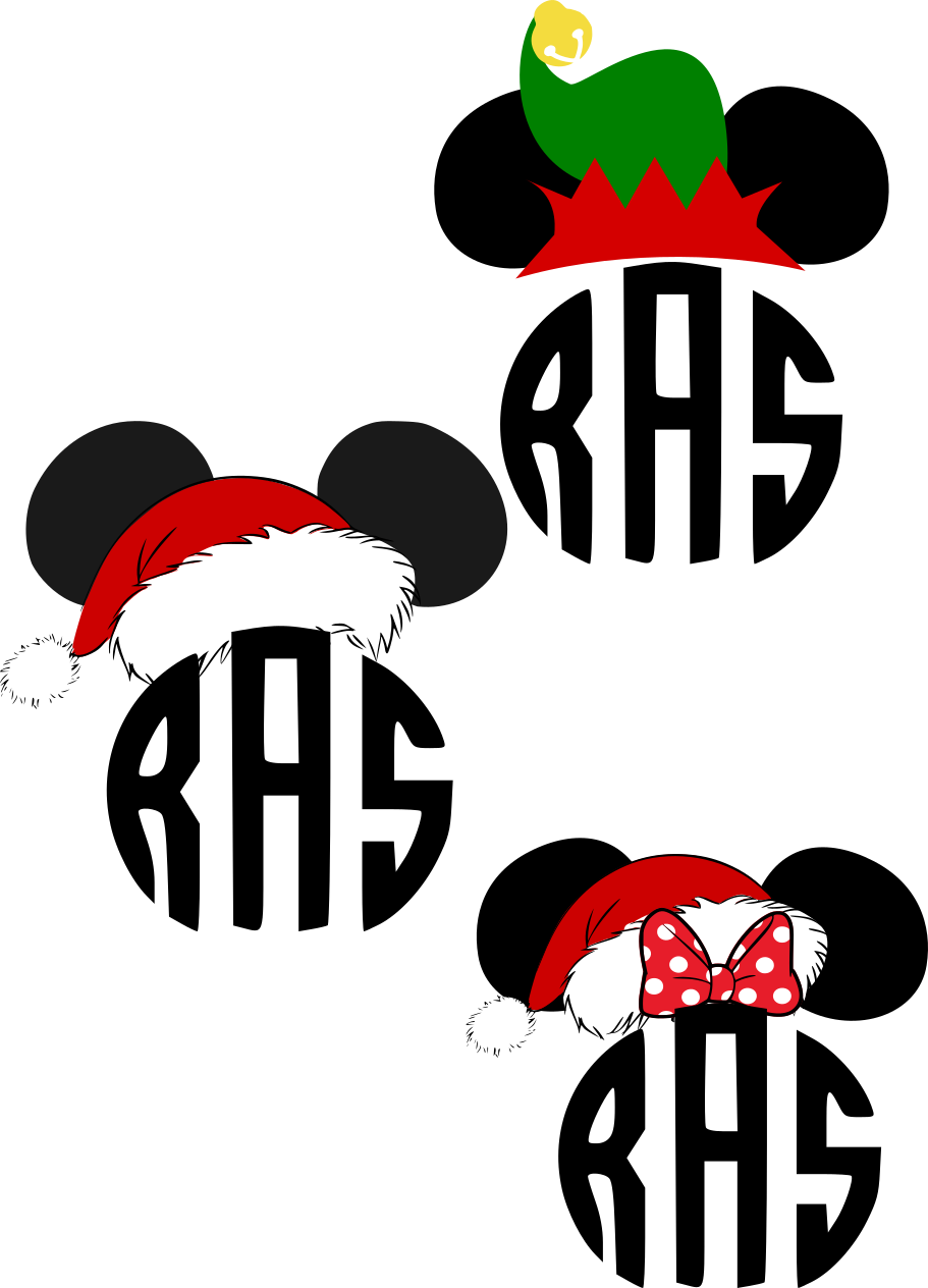 Mickey Mouse Santa Hats Design PNG