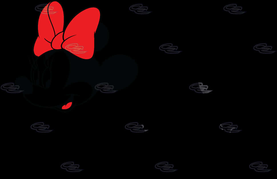 Mickey Mouse Silhouettewith Red Bow PNG