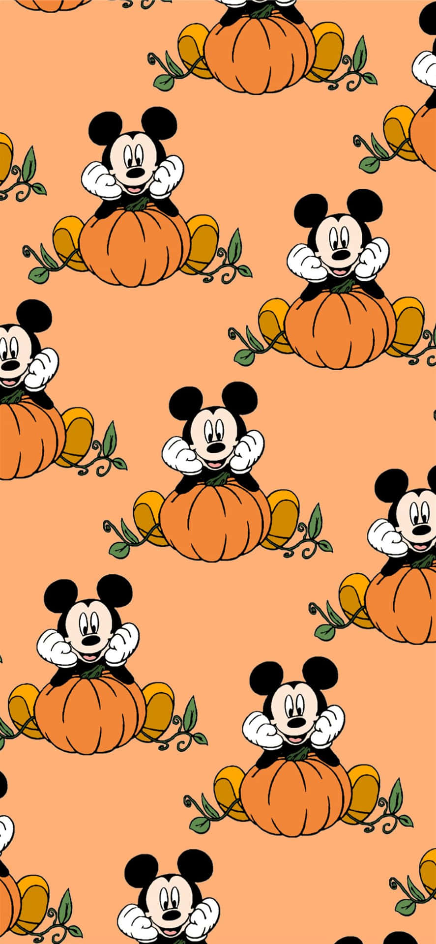 Mickey Pumpkin Pattern Halloween Aesthetic Wallpaper