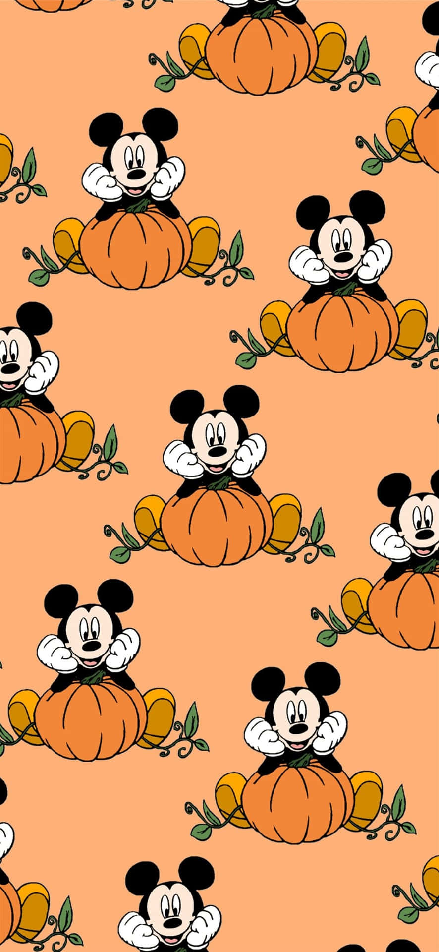 Mickey Pumpkin Pattern Halloween Lockscreen Wallpaper