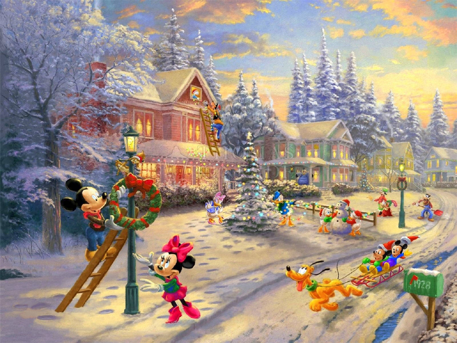 Mickeys Victorianske Jul Wallpaper