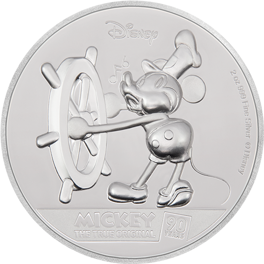 Mickey90 Years Silver Coin PNG