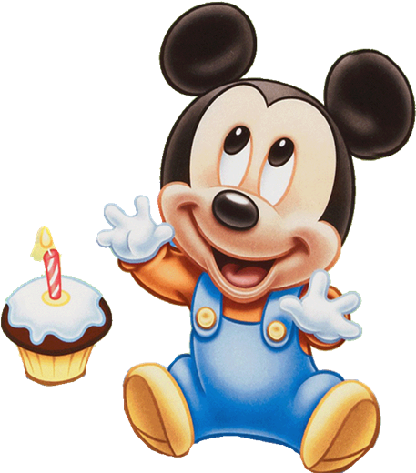 Mickey_ Baby_with_ Birthday_ Cupcake PNG