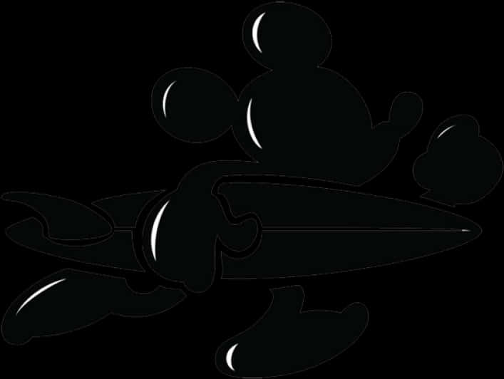 Mickey_ Mouse_ Surfing_ Silhouette.png PNG