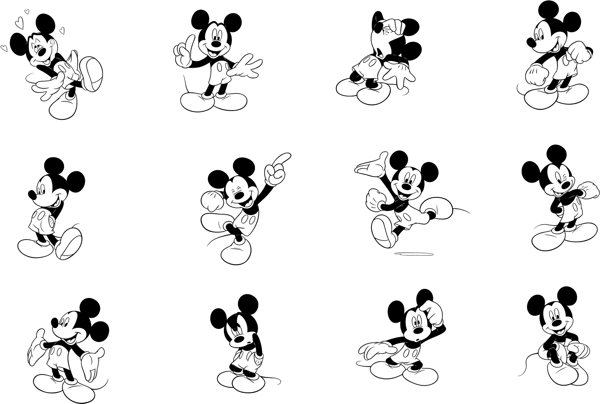 Mickey_ Mouse_ Various_ Poses_ Vector PNG