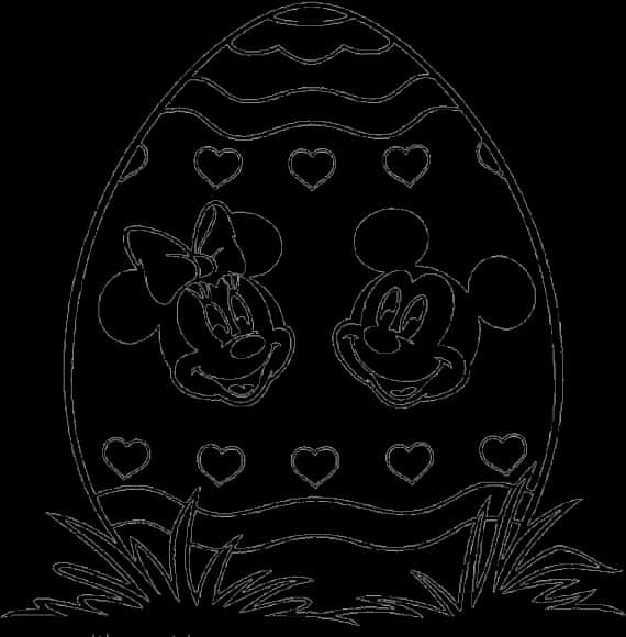 Mickeyand Minnie Easter Egg Sketch PNG