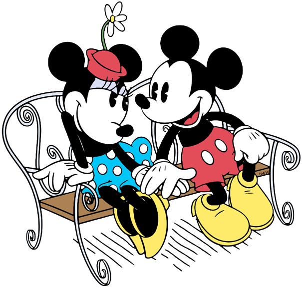 Mickeyand Minnie On Bench PNG
