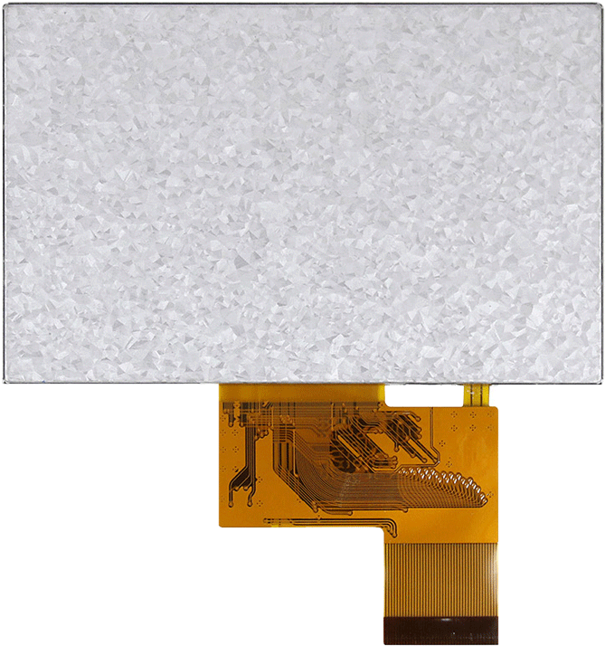 White textured display screen with gold flex cable connector. — Microchip PNG