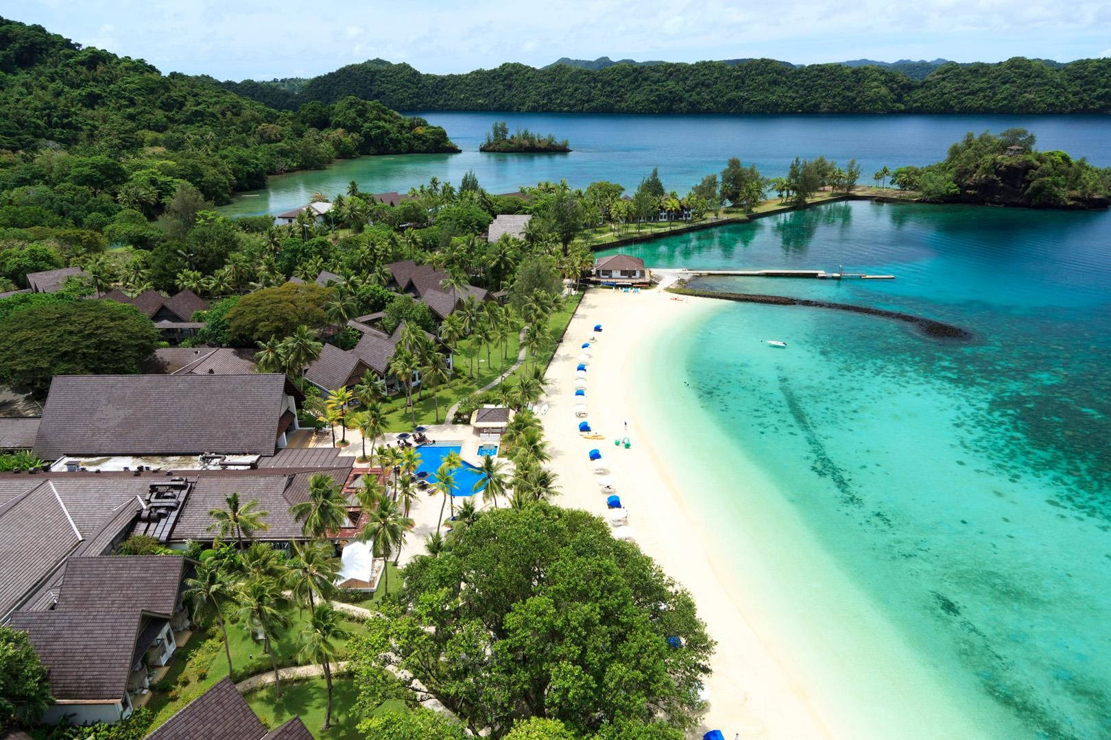 View- Tapetet viser et luftfoto af stedet Micronesia Beach Resort. Wallpaper