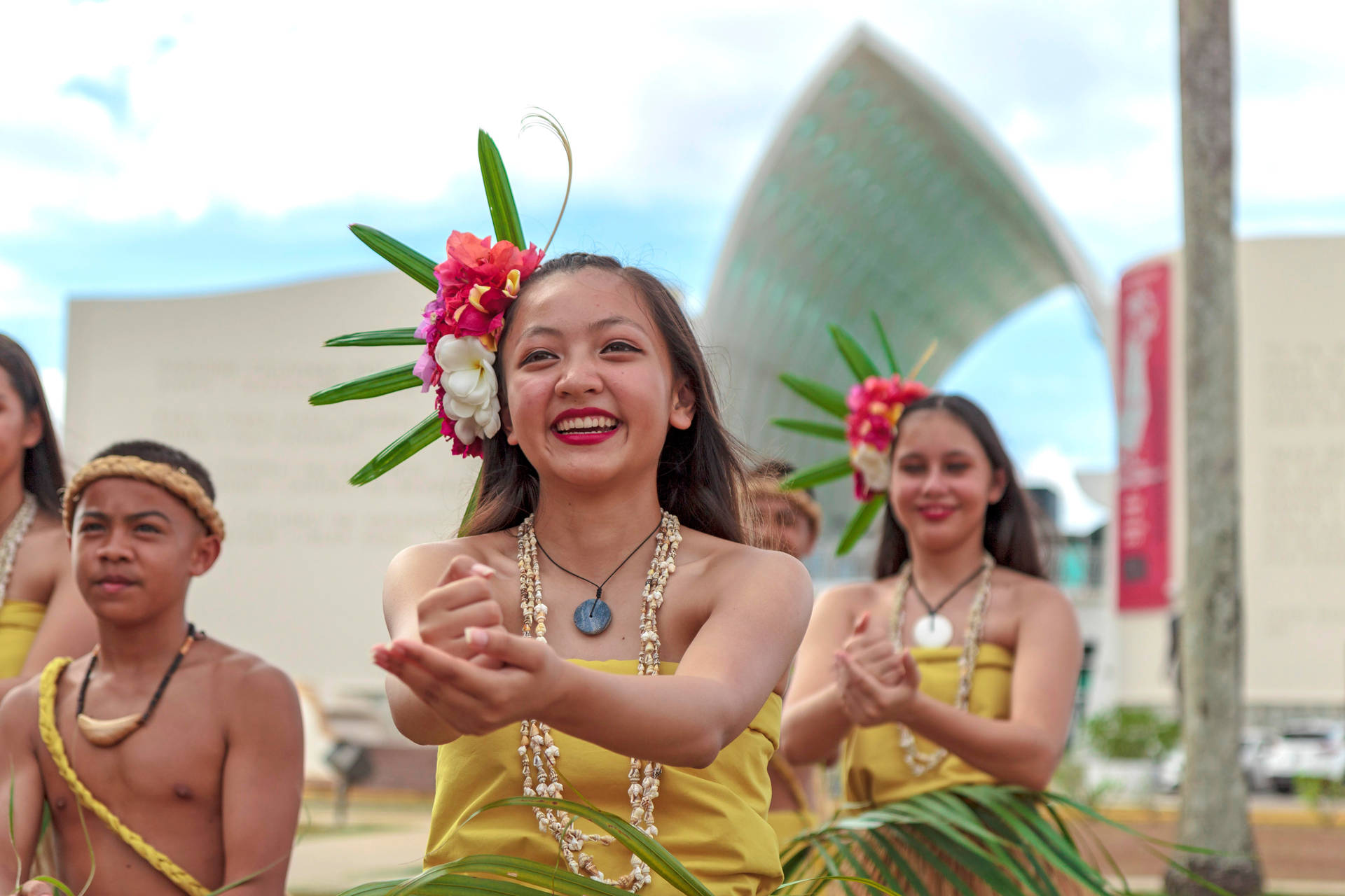 Joyful Dance Celebration in Micronesia Wallpaper