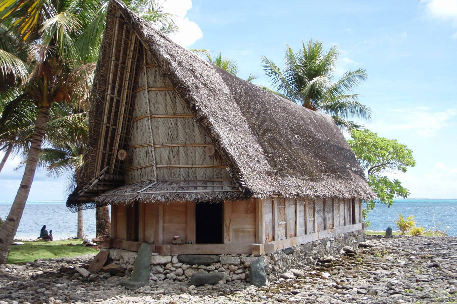 Micronesiahütte Neben Einer Kokospalme Wallpaper