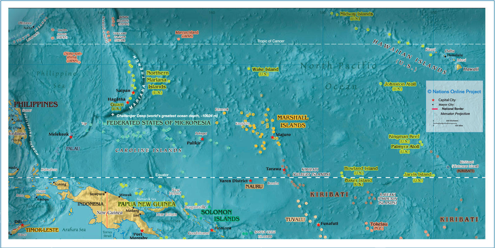 Mikronesienpazifischer Ozean Inseln Karte Wallpaper