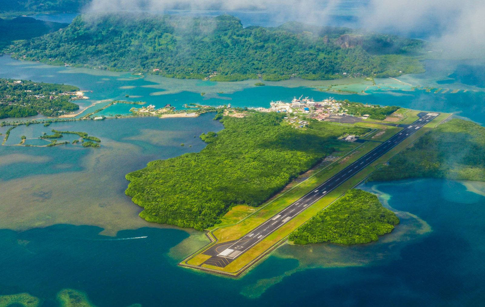Stunning Aerial View of Pohnpei Airport, Micronesia Wallpaper