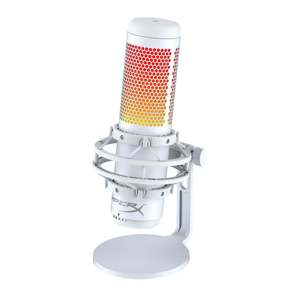 Stylish studio microphone with ambient background lighting