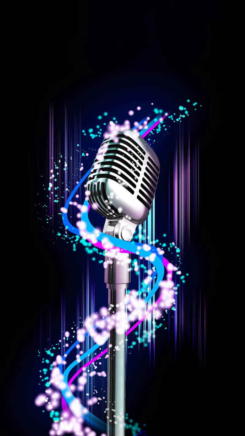 Microphone And Sparkling Lights Wallpaper