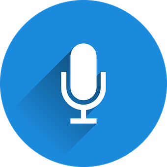 Microphone Icon Blue Background PNG