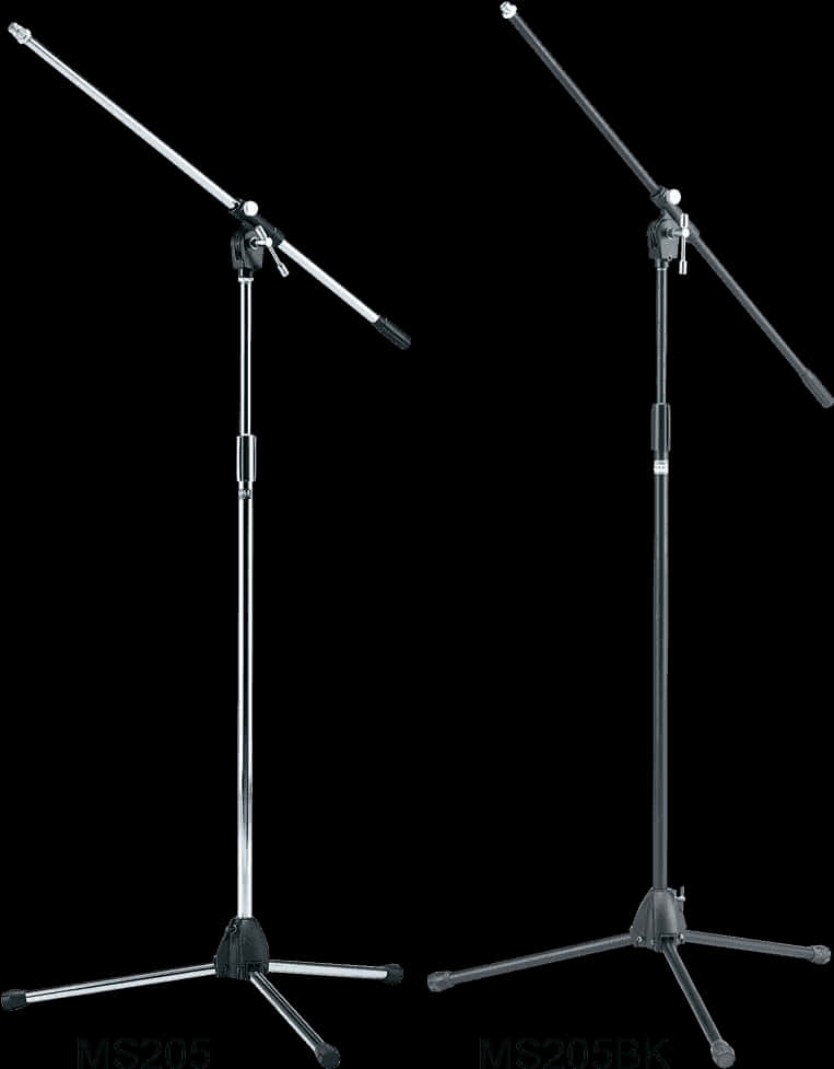 Microphone Stands Blackand Silver PNG