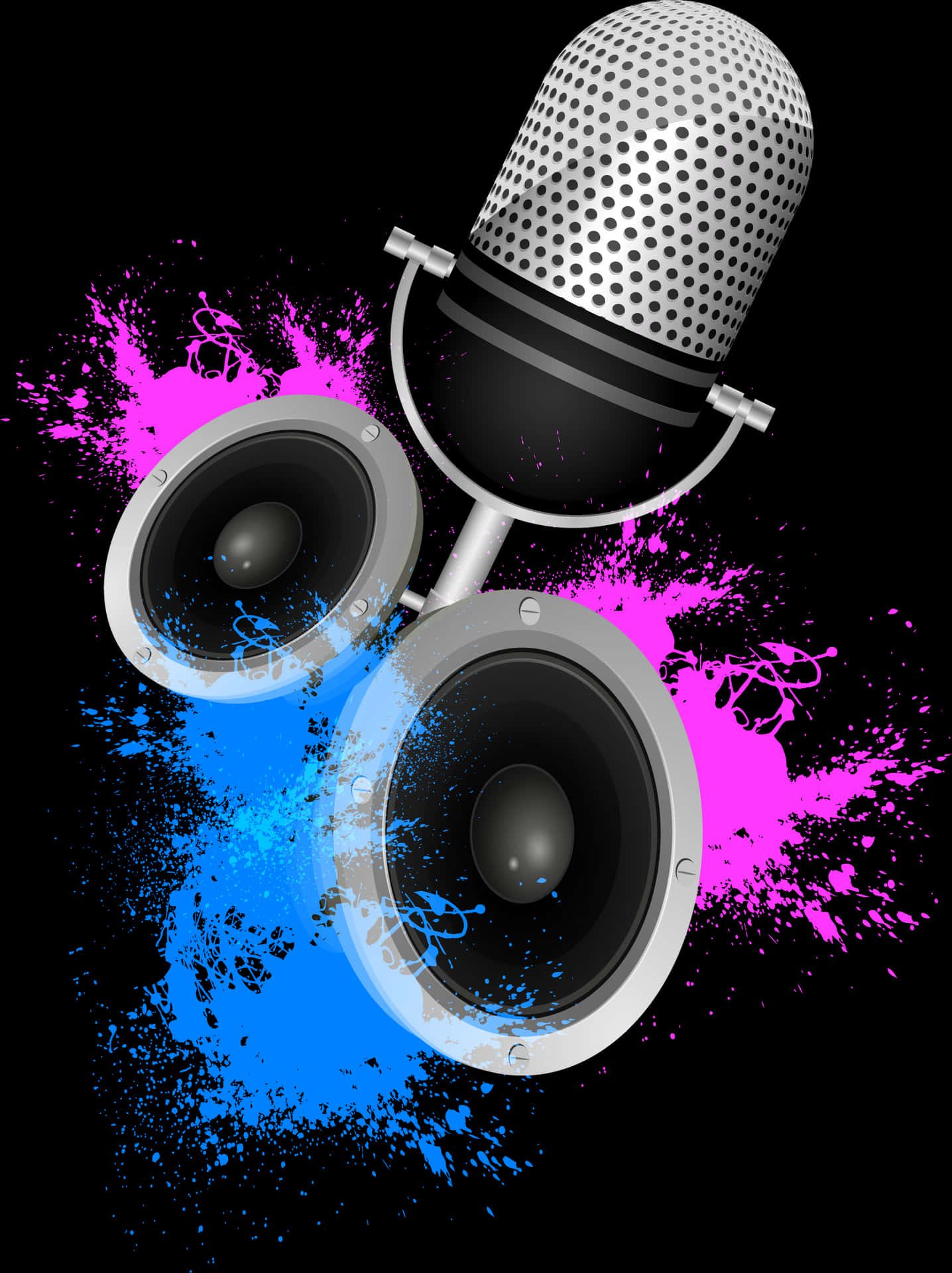 Microphoneand Speakerswith Color Splash PNG