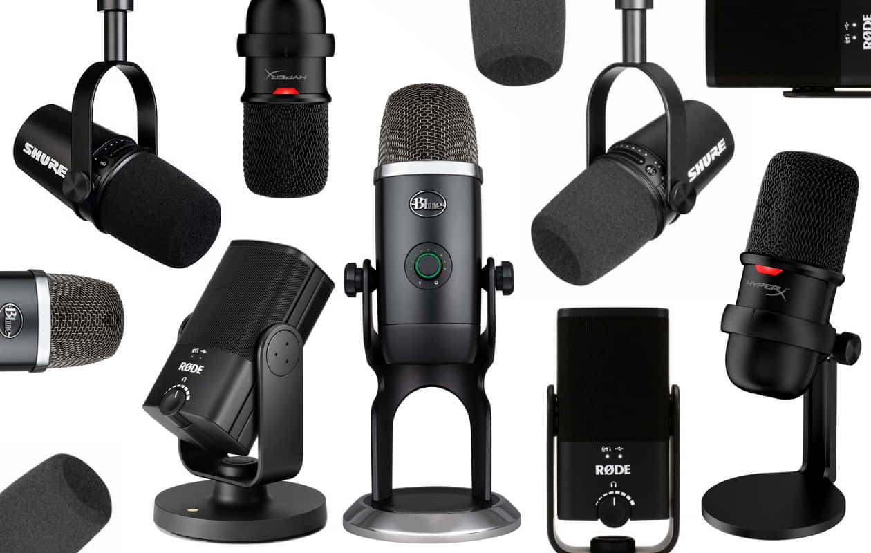 Styles Modern Black Microphones Background