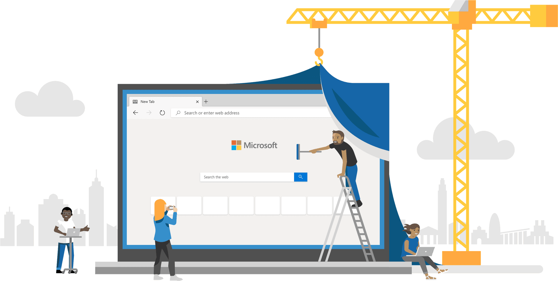 Microsoft Edge Browser Construction Illustration PNG