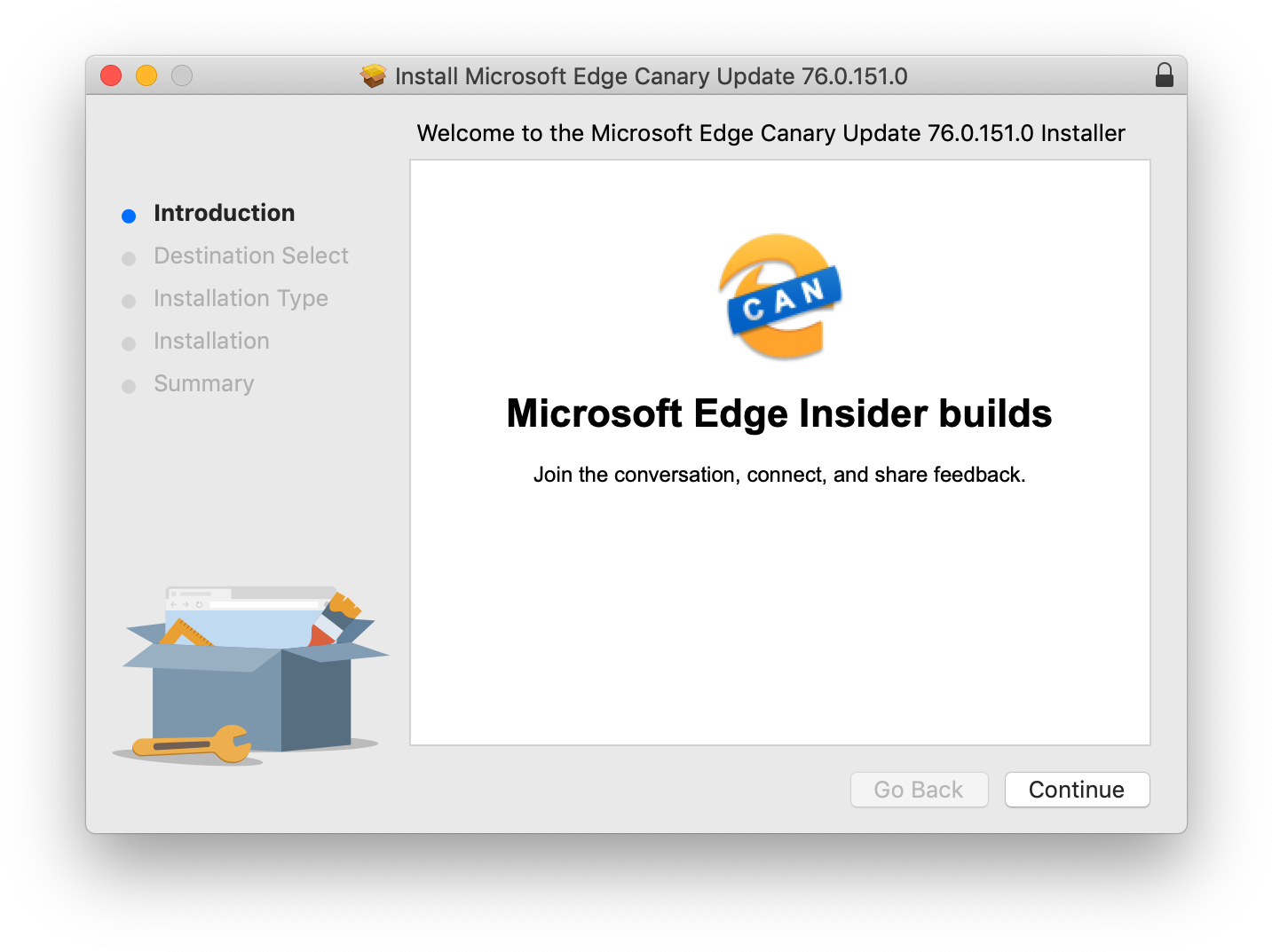 Microsoft Edge Canary Update Installer Screenshot PNG