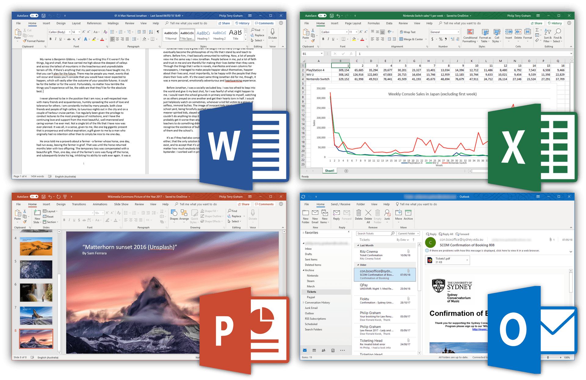 Microsoft Office Applications Collage PNG