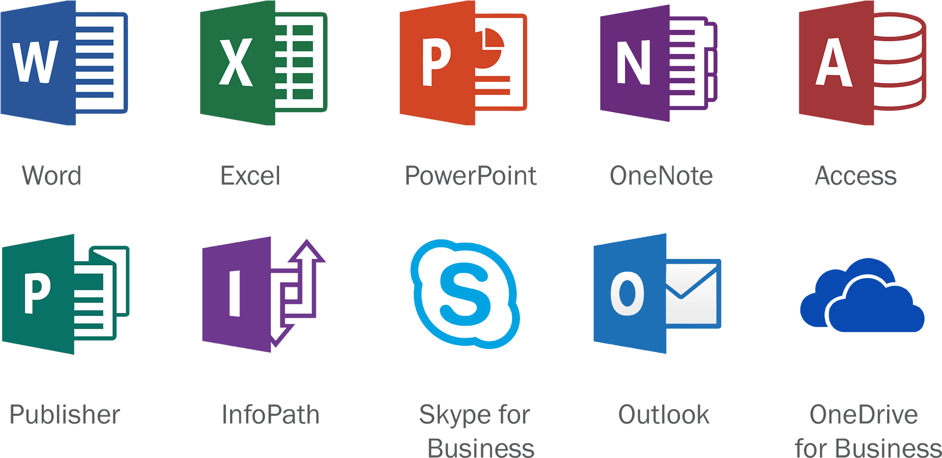 Microsoft Office Applications Icons PNG