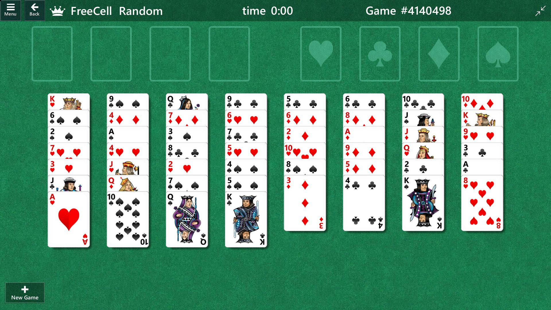 Intense Game of Microsoft Solitaire Free Cell Wallpaper