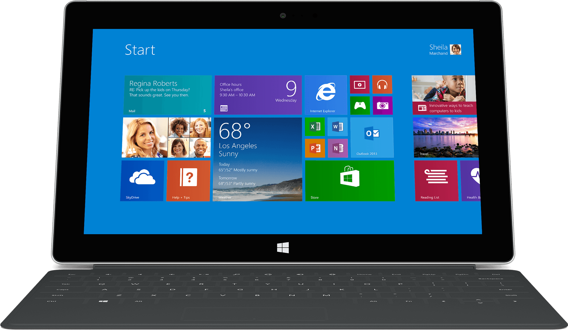 Microsoft Surface Tablet Windows8 Start Screen PNG