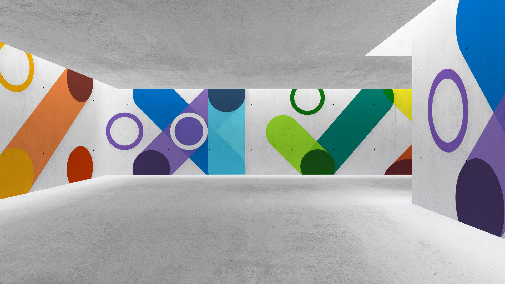 Microsoft Teams Colourful Hallway Walls Picture