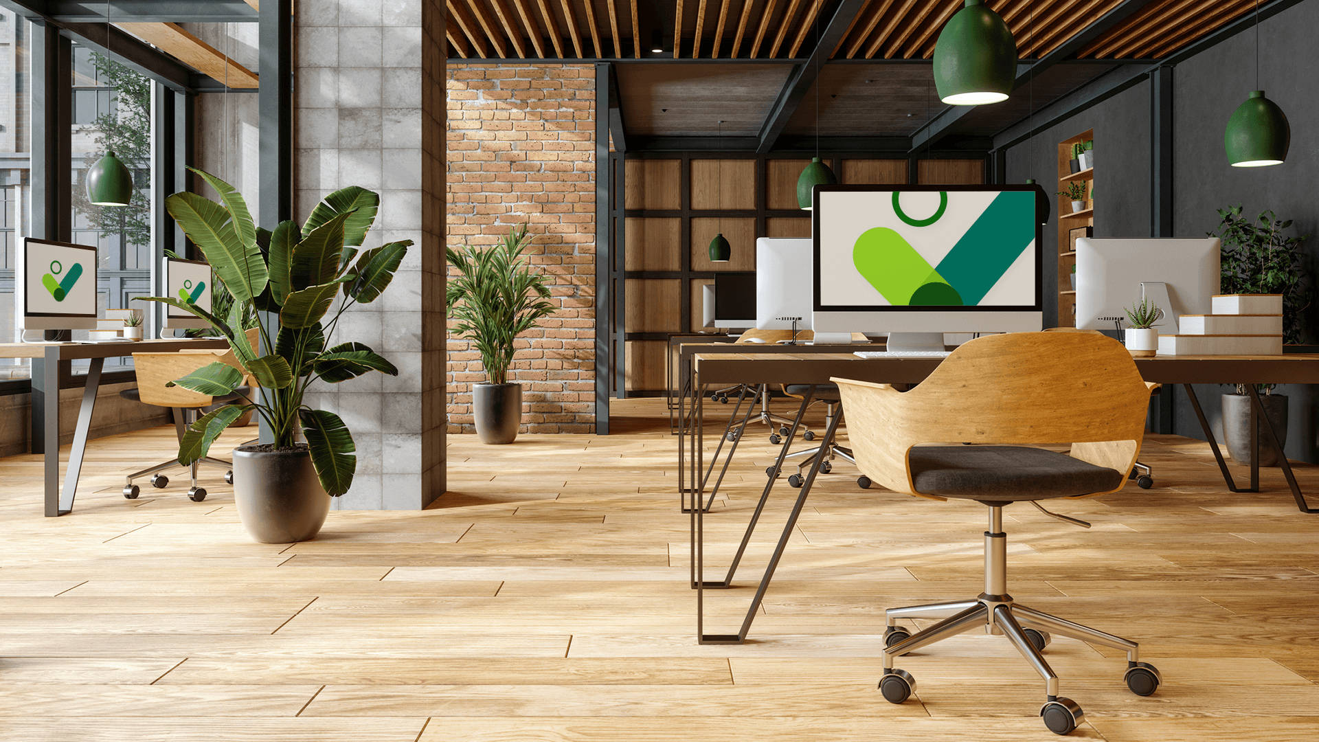 Microsoft Teams Wooden Themed Office Background