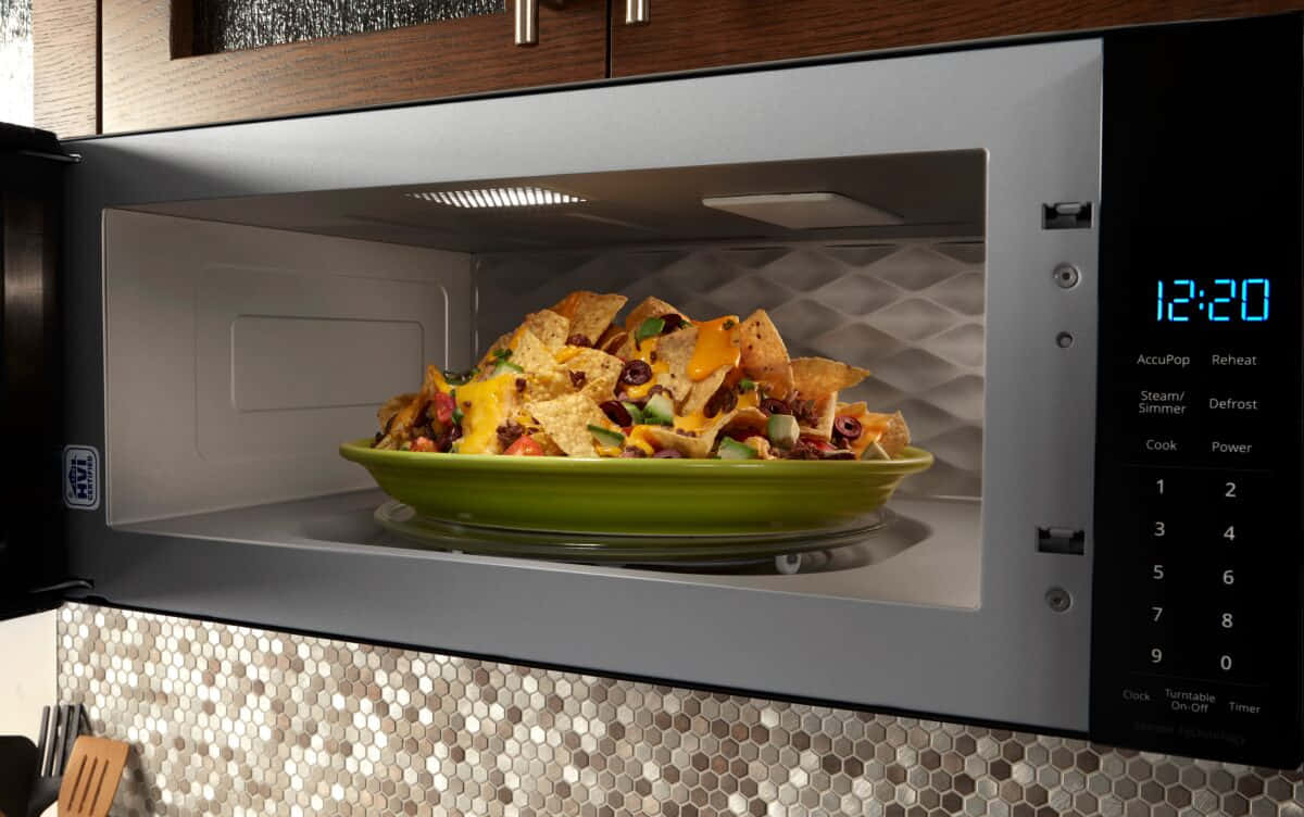 A Microwave With A Bowl Of Food In It