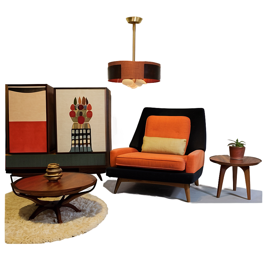 Mid-century Living Room Png 05242024 PNG