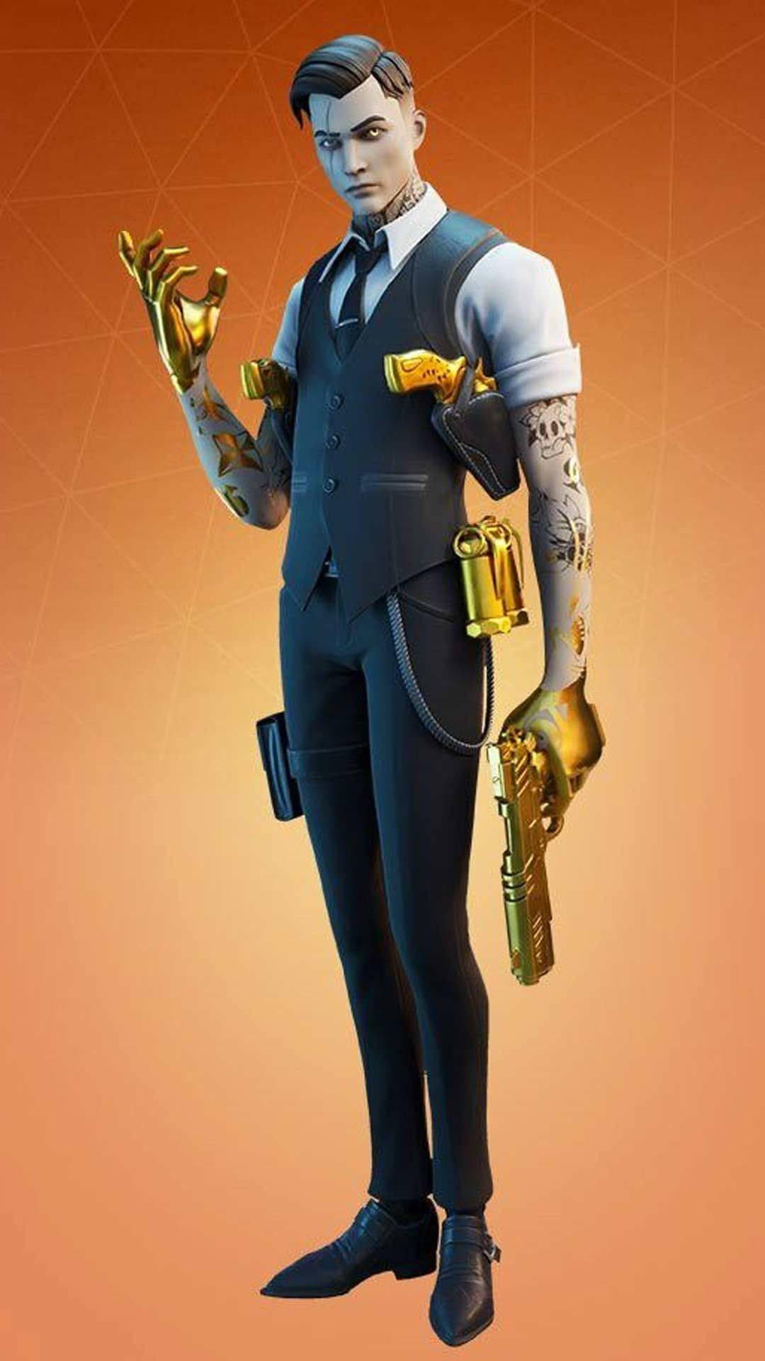 Fortnite - A Man In A Suit And Tie Holding A Gun Wallpaper
