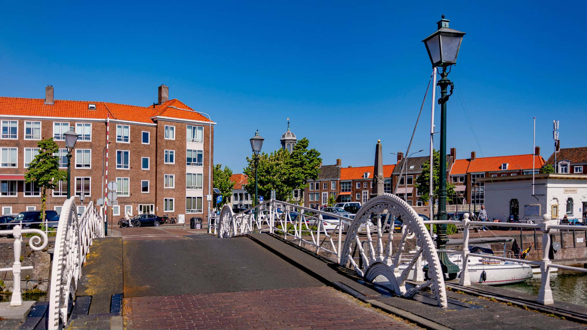 Download Middelburg Canal Bridge Sunny Day Wallpaper | Wallpapers.com