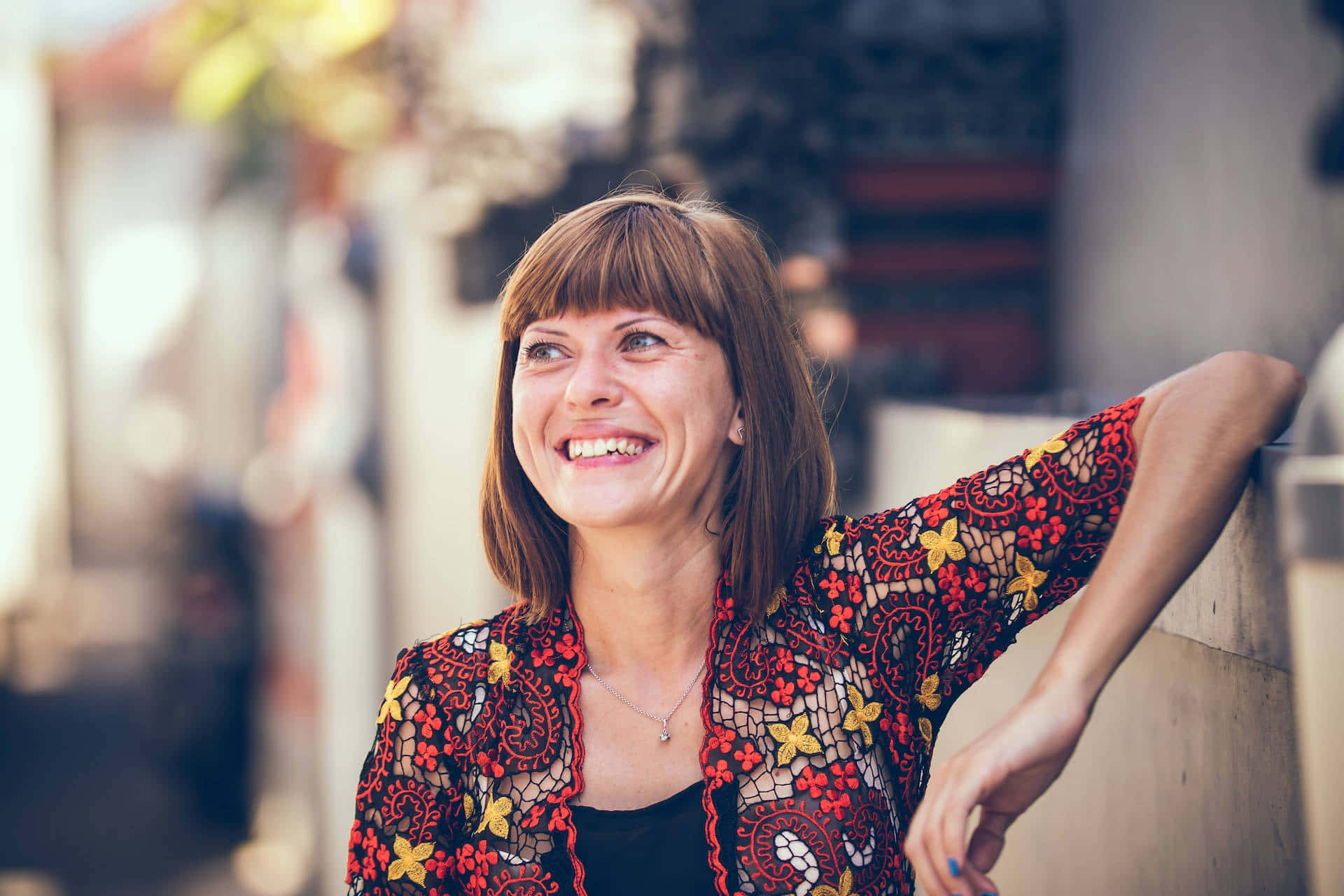 Middle Aged Woman With Bangs Smile Picture