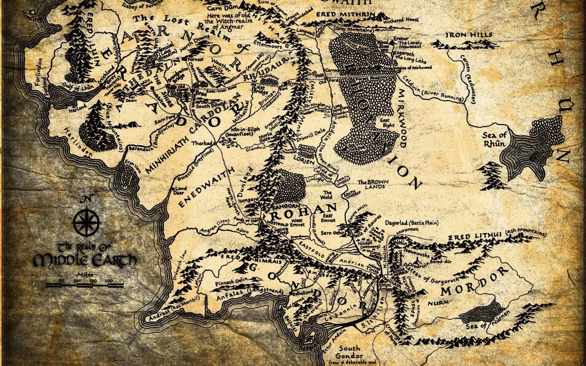 Middle Earth Old Map Wallpaper