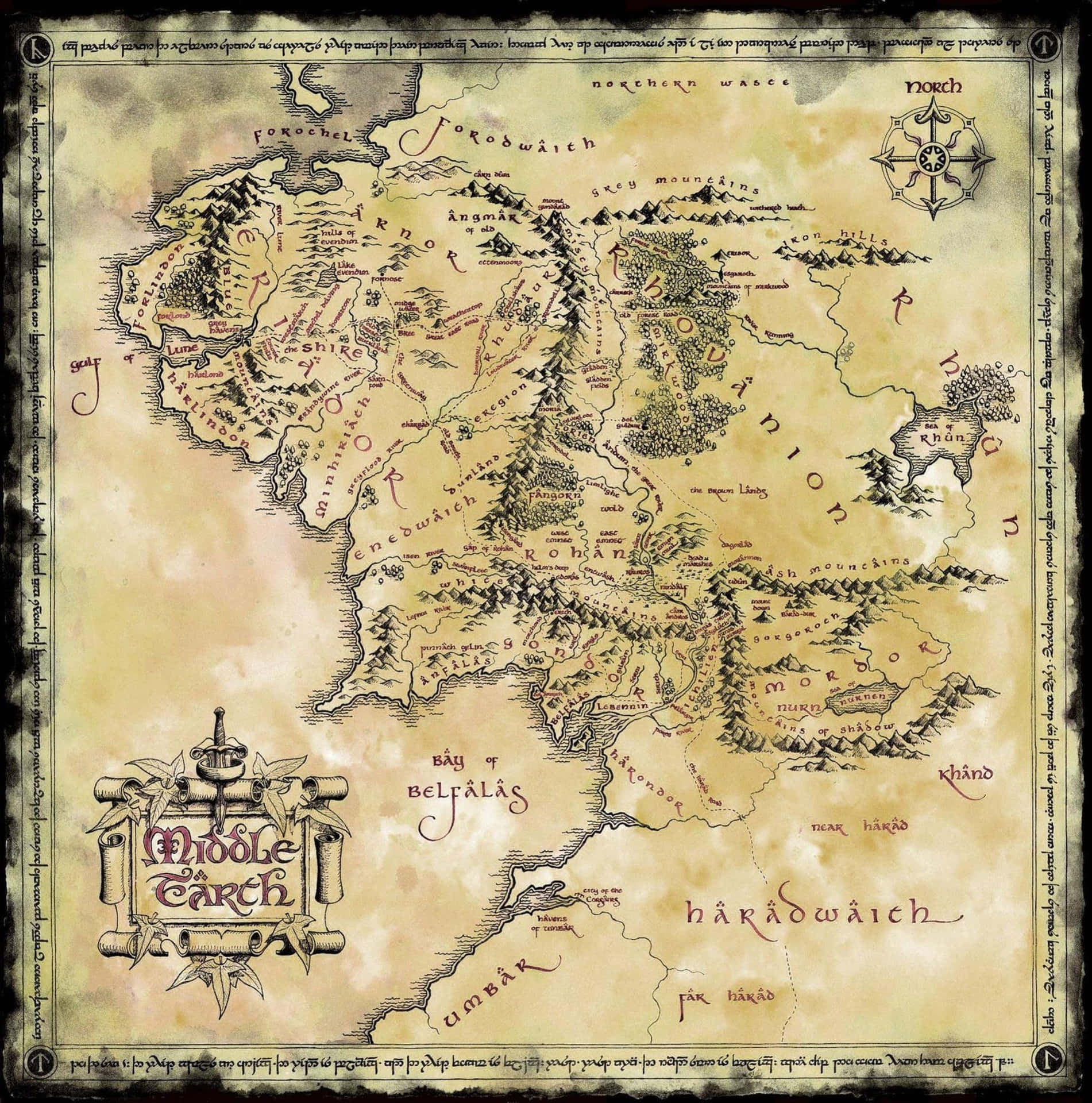 Middle Earth Whole Map Wallpaper