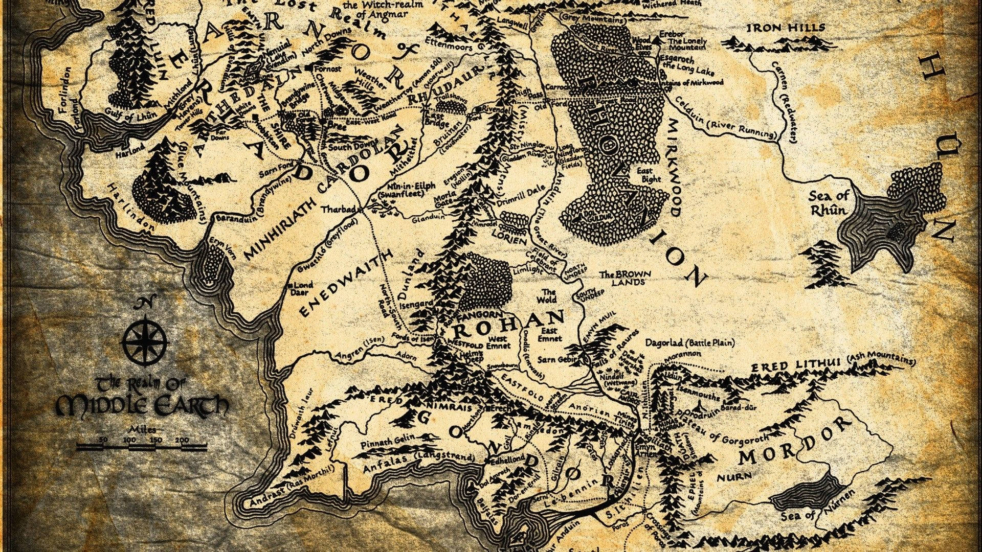 The Middle-Earth Map of J.R.R. Tolkien's Epic Fantasy 