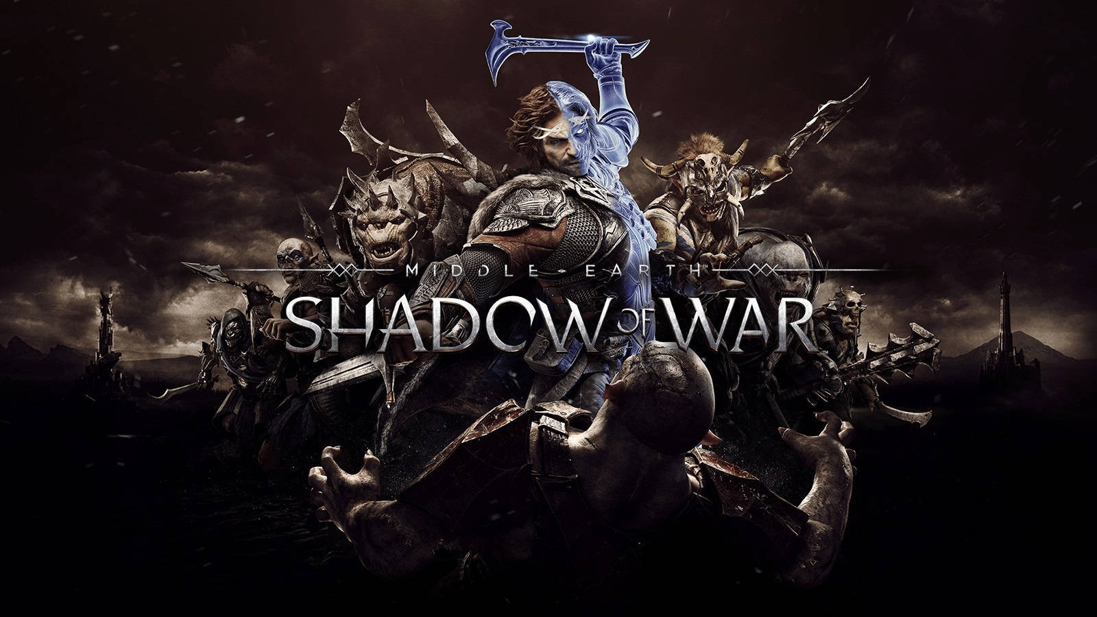 Middle Earth Shadow Of War Characters And Title Wallpaper