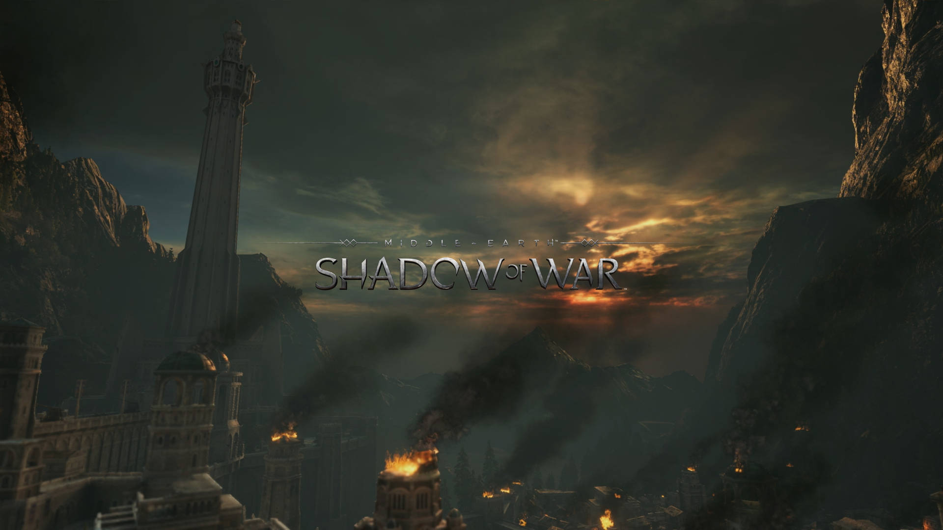 Middle Earth Shadow Of War Title On City Wallpaper
