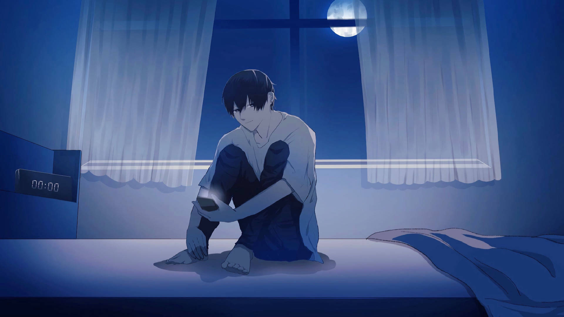 Midnight Alone Boy Anime Background