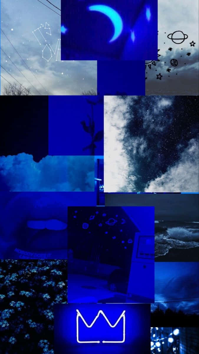 Midnight Blue Collage Aesthetic Wallpaper