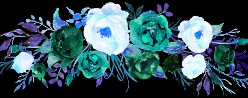 Midnight Floral Arrangement Watercolor PNG