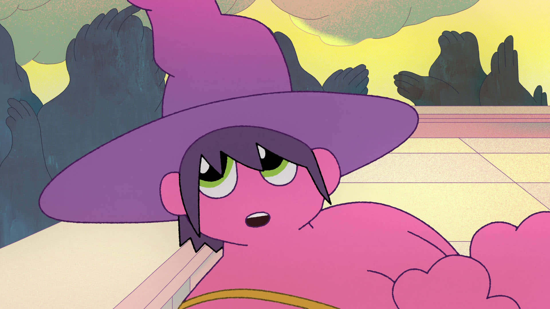 En pink pony med en heks hat og en stjerne tryllestav. Wallpaper