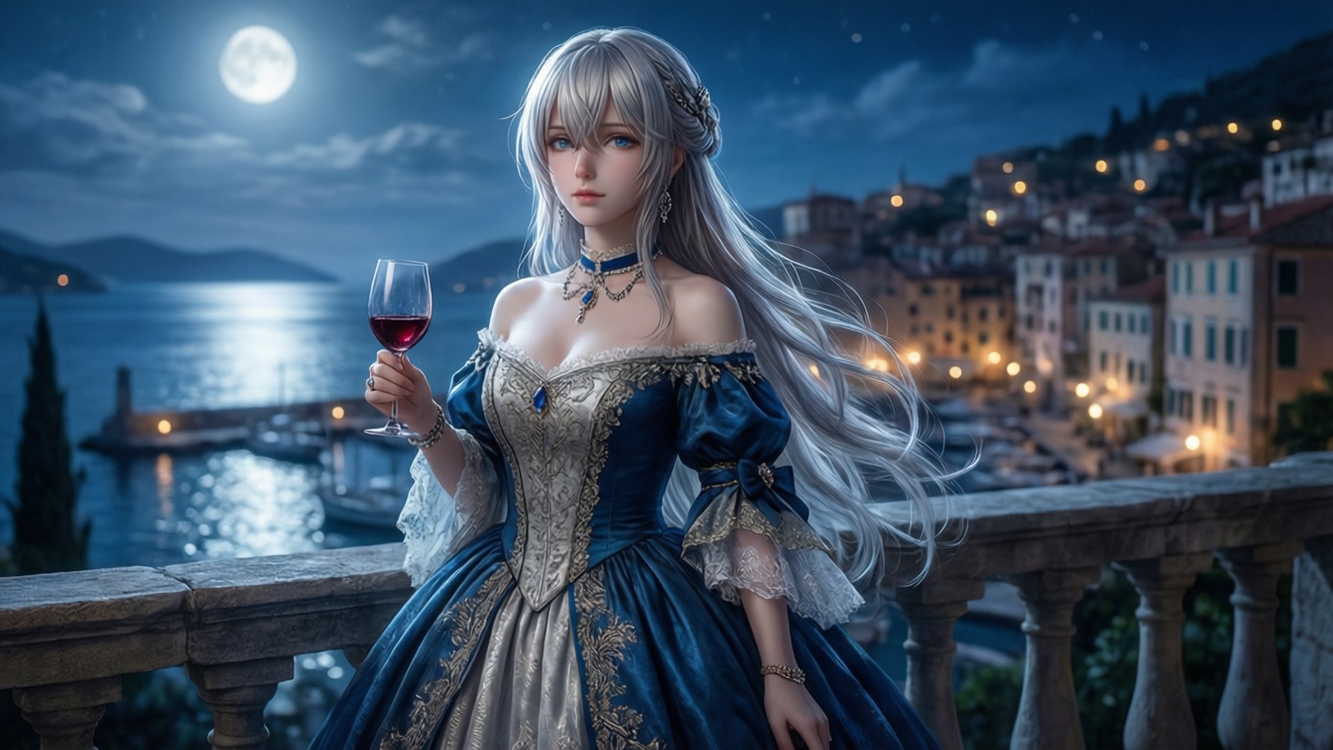 Midnight Harbor Elegance Wallpaper